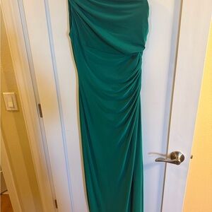 Lauren by Ralph Lauren Rugged Emerald Green formal gown off the shoulder gems